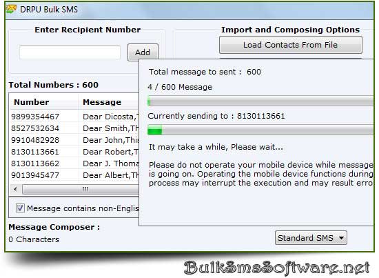 Bulk SMS Sender Software screen shot