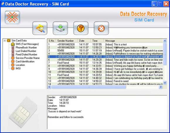 Screenshot of Read Deleted Sim Card Messages