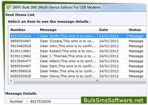 Screenshot of USB Modem SMS
