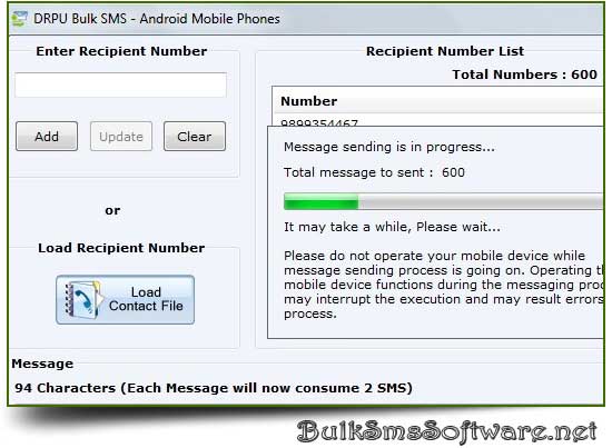 Screenshot of Android Text Messaging Software