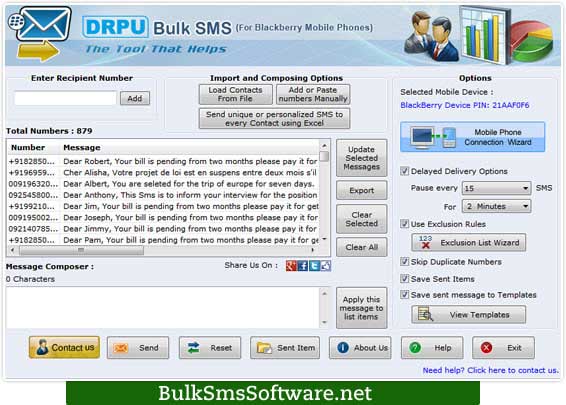 Blackberry SMS Messaging Software software