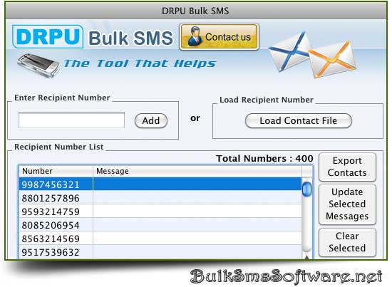 Screenshot of Bulk SMS Mac