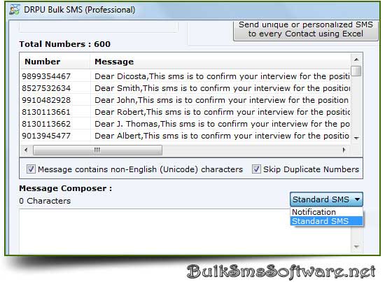 Screenshot of Bulk SMS PC to Mobile 7.0.1.3