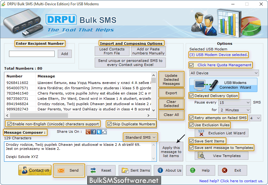 Bulk SMS Software - Multi USB Modem