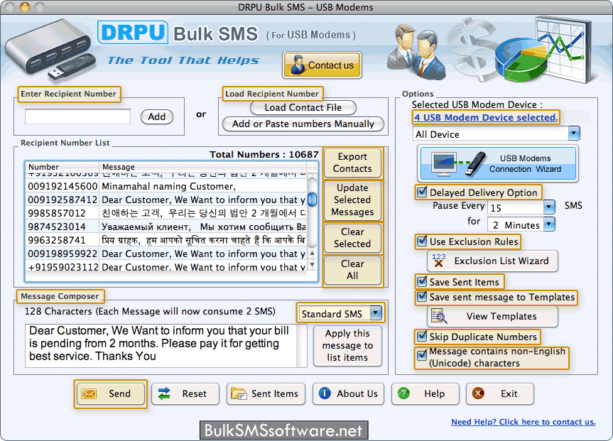 Mac Bulk SMS Software for USB Modems