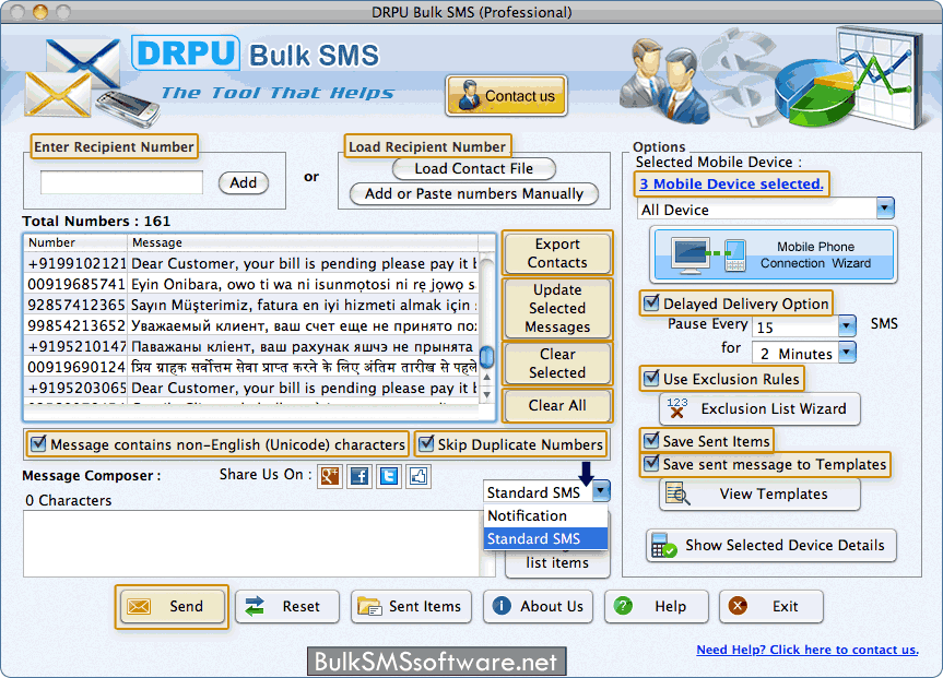 Mac Bulk SMS Software - Professional