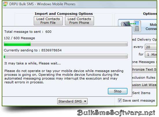 SMS from Windows screenshot