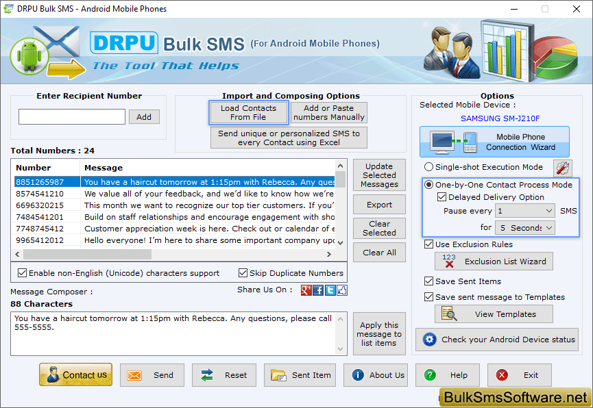 Bulk SMS Software for Android Mobile