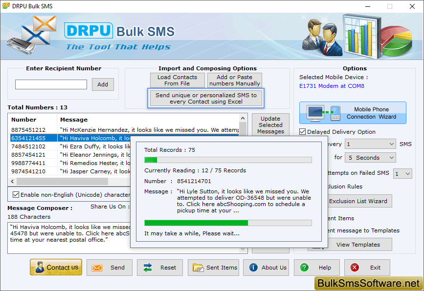 SMS Sending Process is going on
