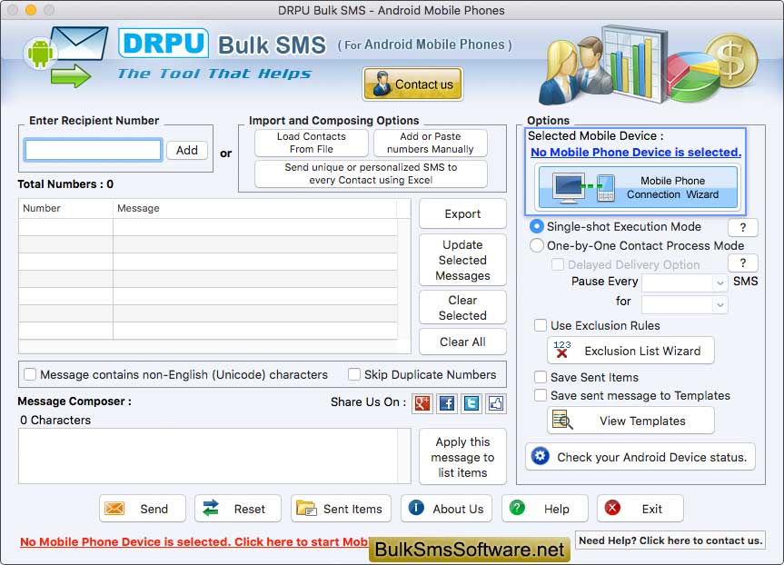 Mac Bulk SMS Software for Android Phones