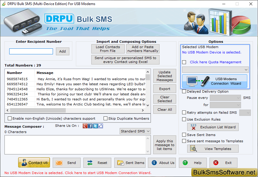 Bulk SMS Software - Multi USB Modem