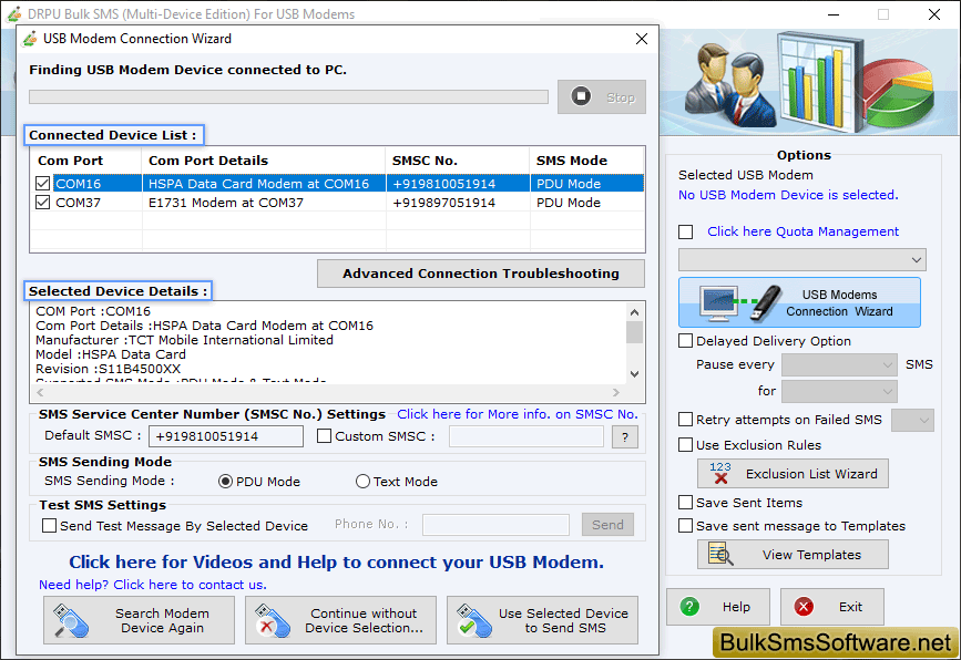 USB Modems Connection Wizard