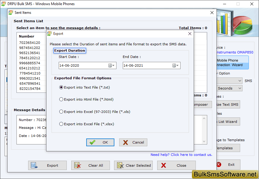 Export Sent Items List